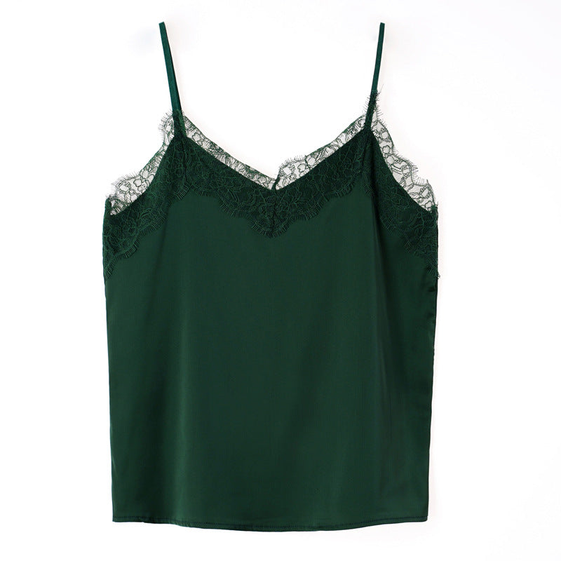 Lace-Trim Satin Camisole