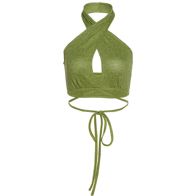Cross-Halter Wrap Crop Top