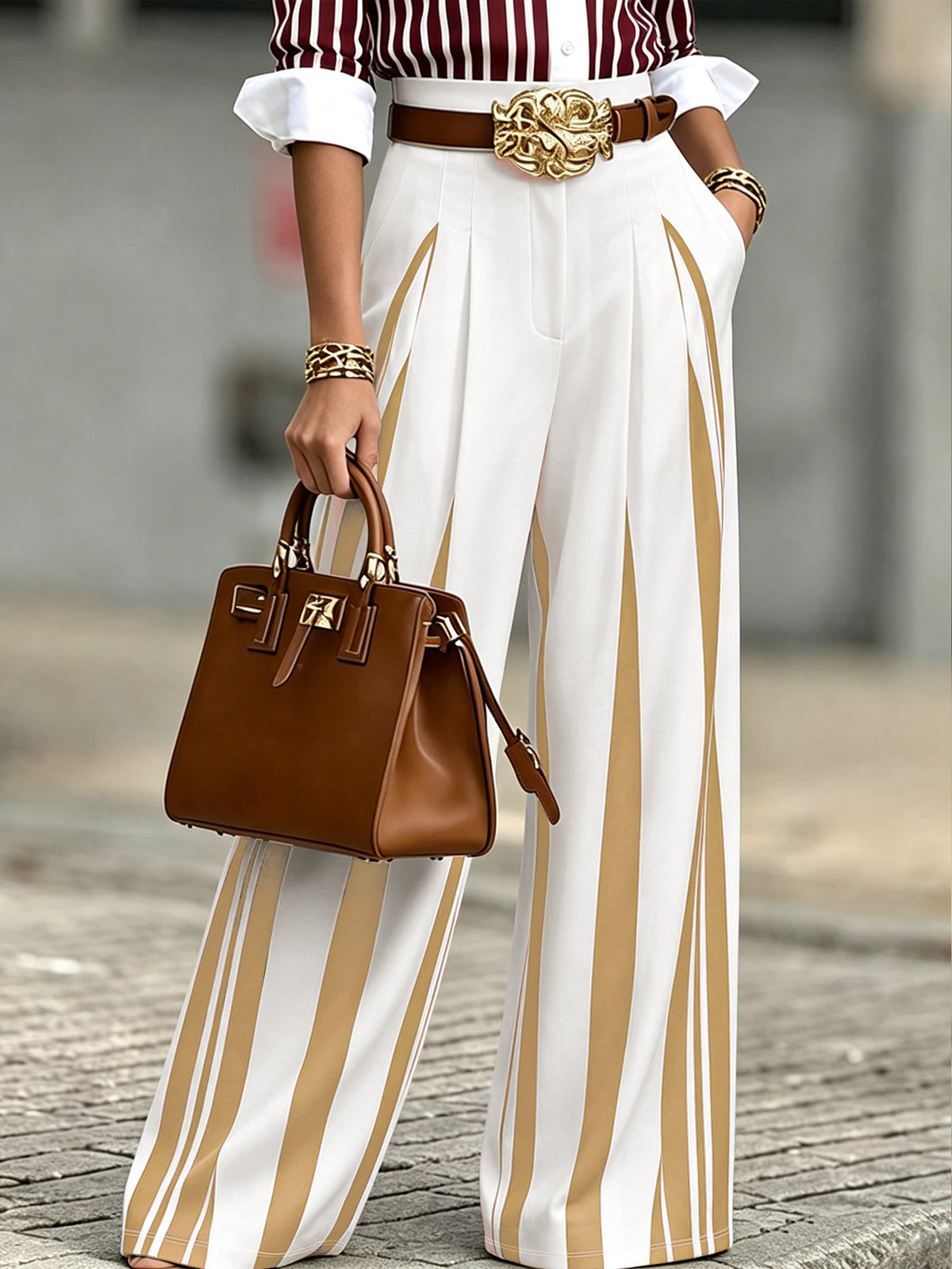 Pleated Wide-Leg Trousers