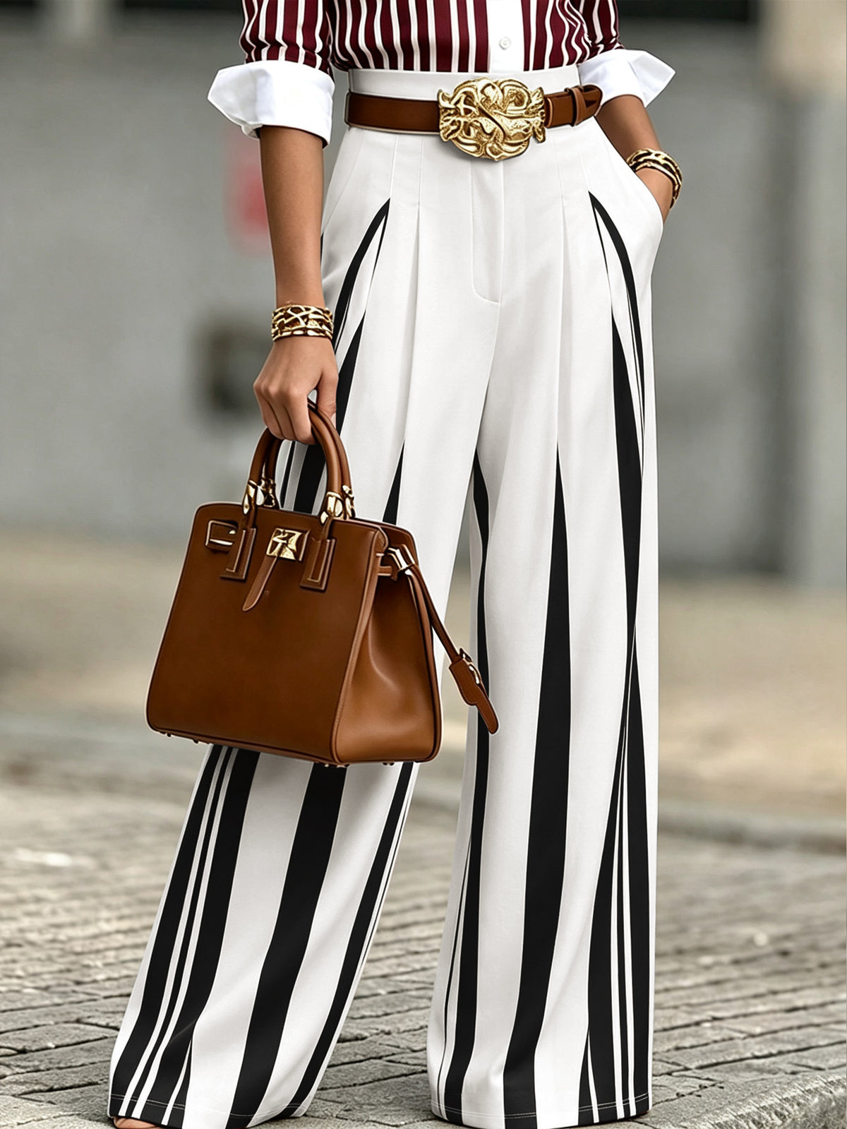 Pleated Wide-Leg Trousers