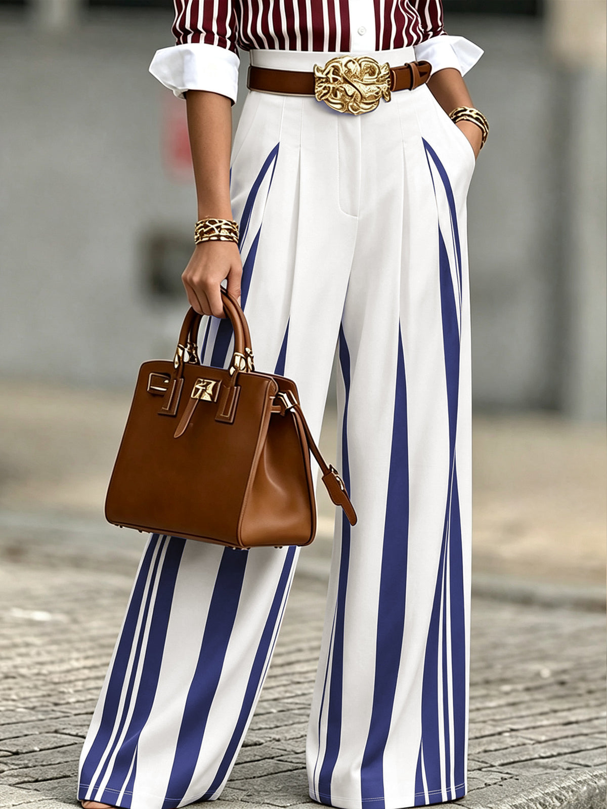 Pleated Wide-Leg Trousers