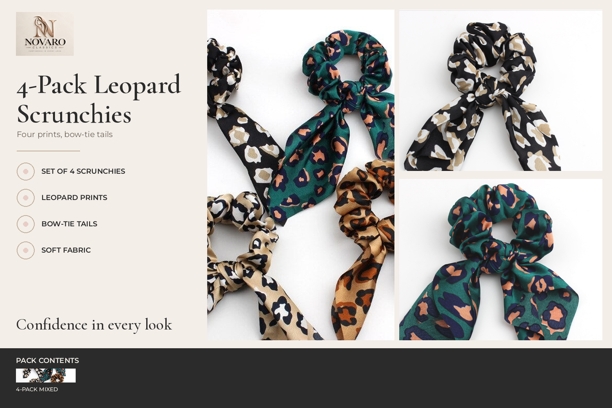 4-Pack Leopard Print Scrunchies