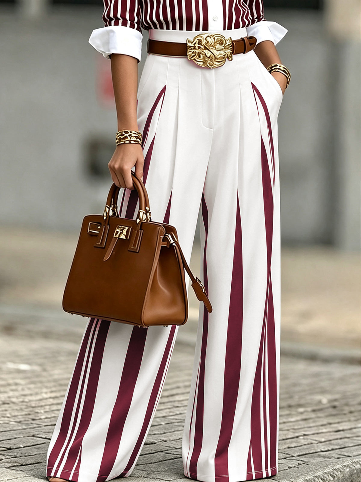Pleated Wide-Leg Trousers