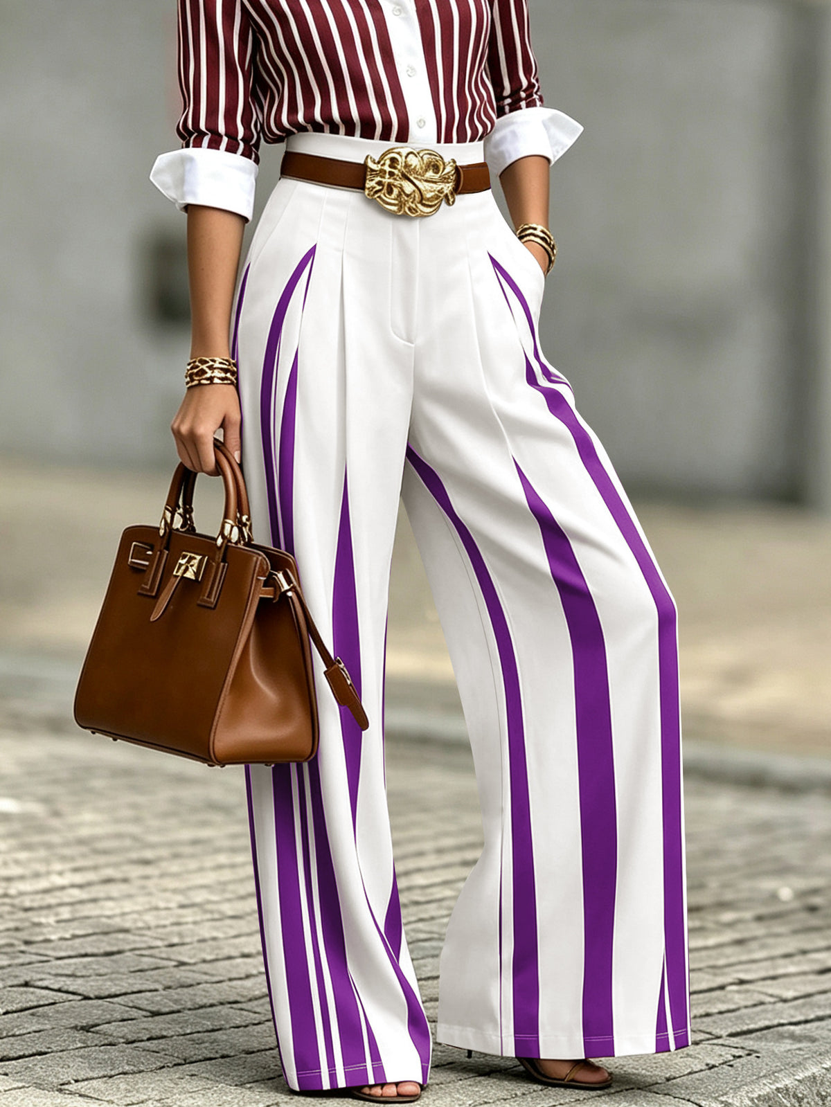 Pleated Wide-Leg Trousers