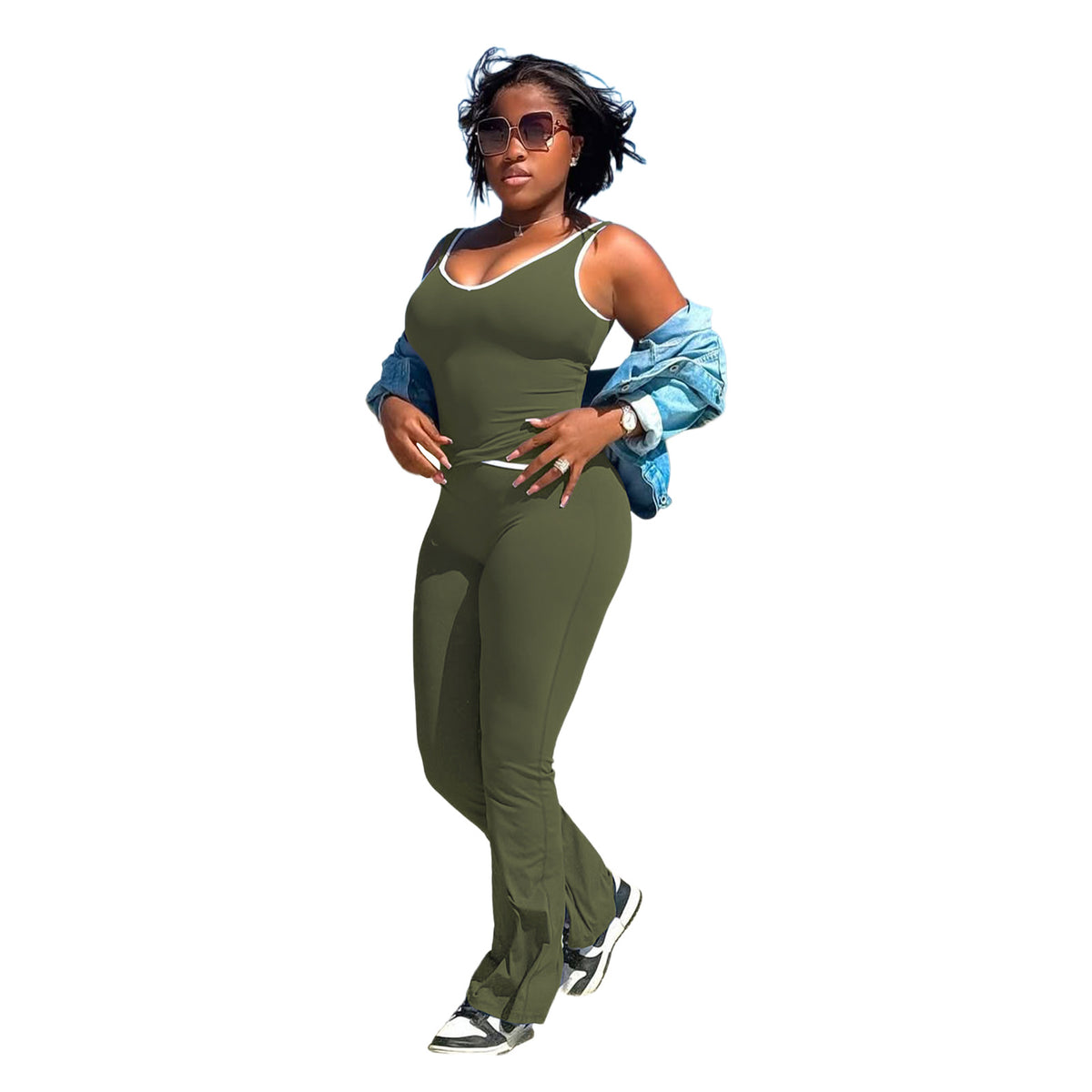 Crossover Waist Flare Workout Set
