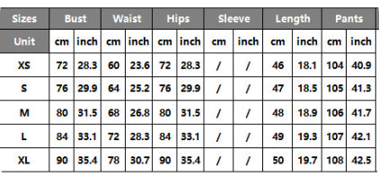 Crossover Waist Flare Workout Set size chart