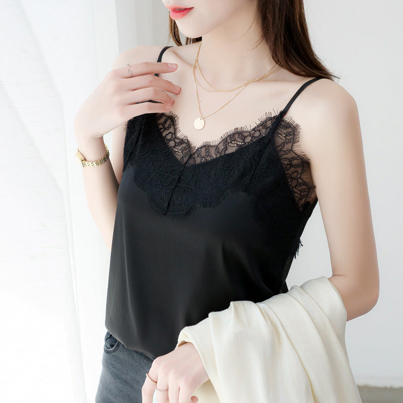 Lace-Trim Satin Camisole