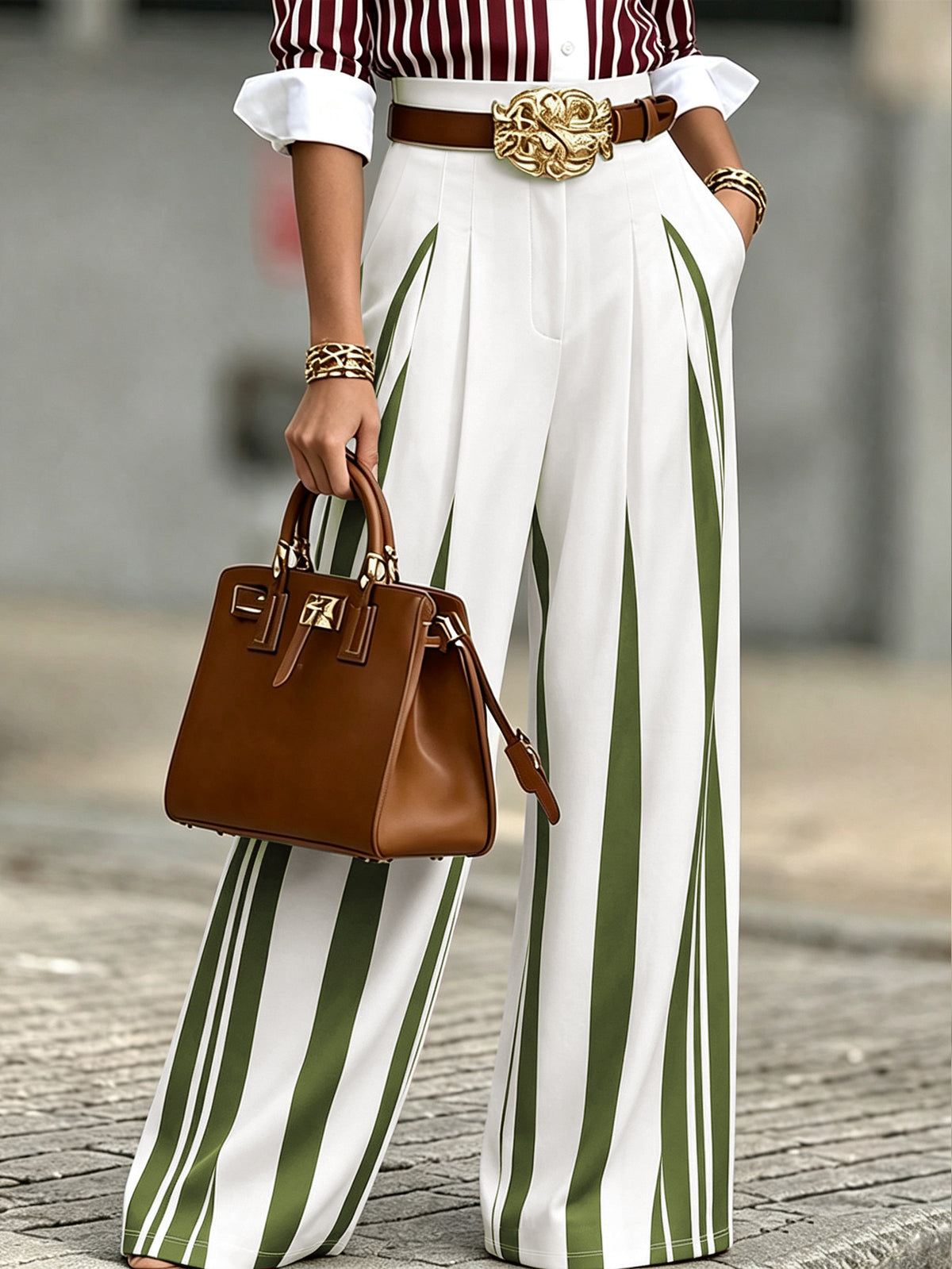 Pleated Wide-Leg Trousers