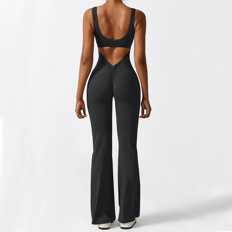 Sleeveless Open-Back Flare Jumpsuit