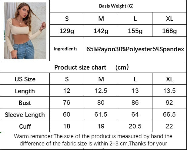 Square-Neck Ruched Knit Crop Top size chart