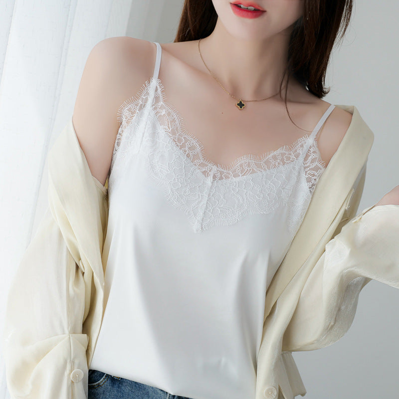 Lace-Trim Satin Camisole