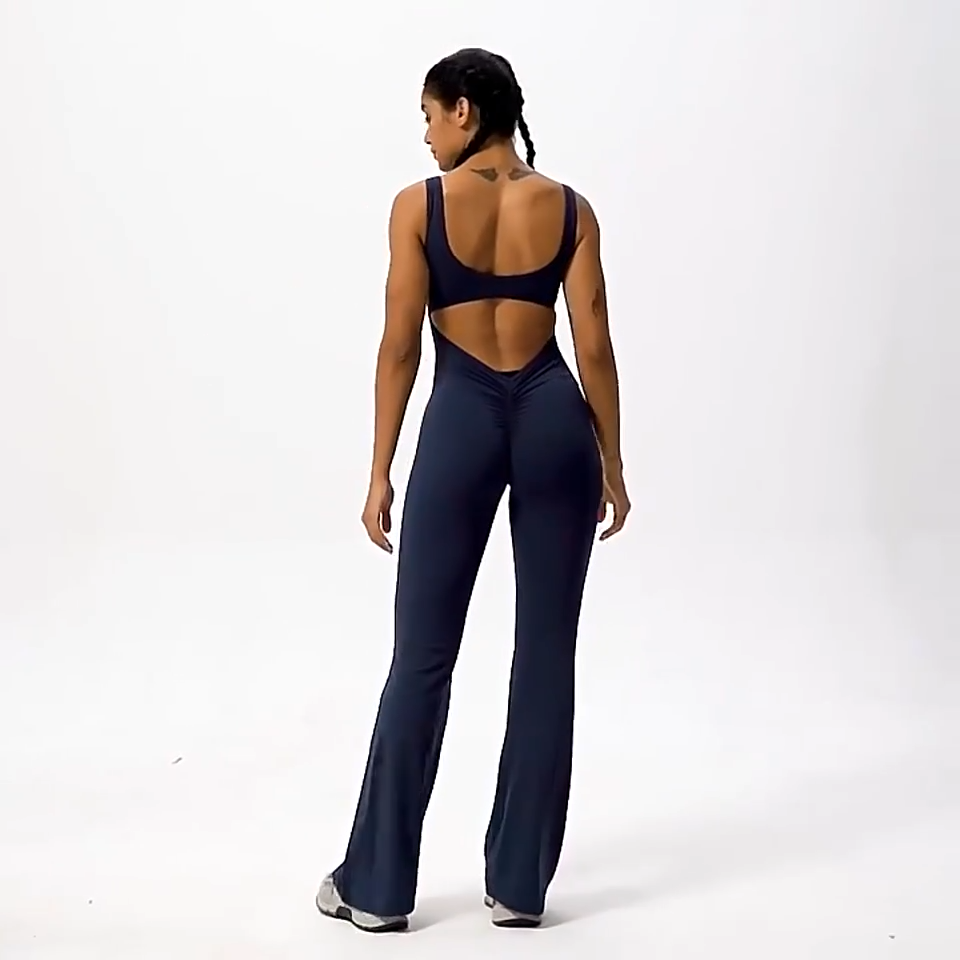 Sleeveless Open-Back Flare Jumpsuit