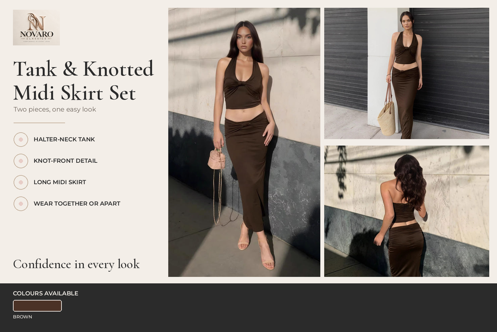 Sleeveless Tank & Knotted Midi Skirt Set