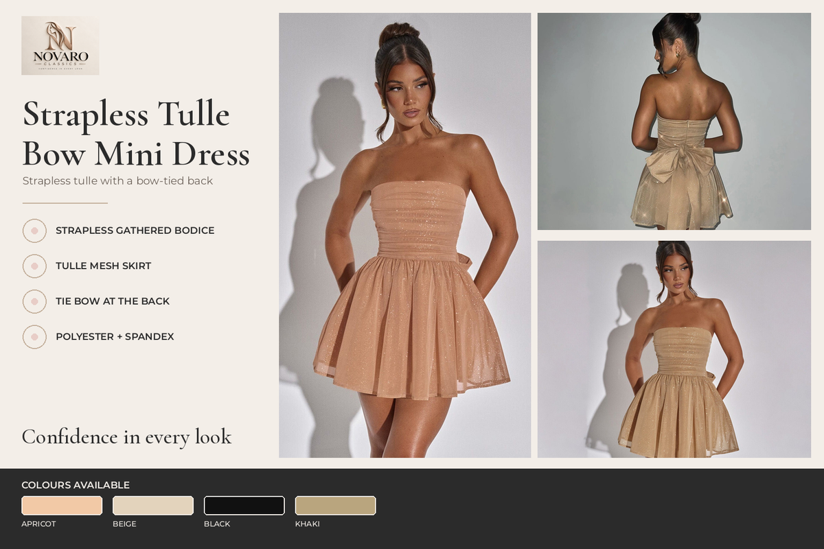 Strapless Tulle Bow Mini Dress