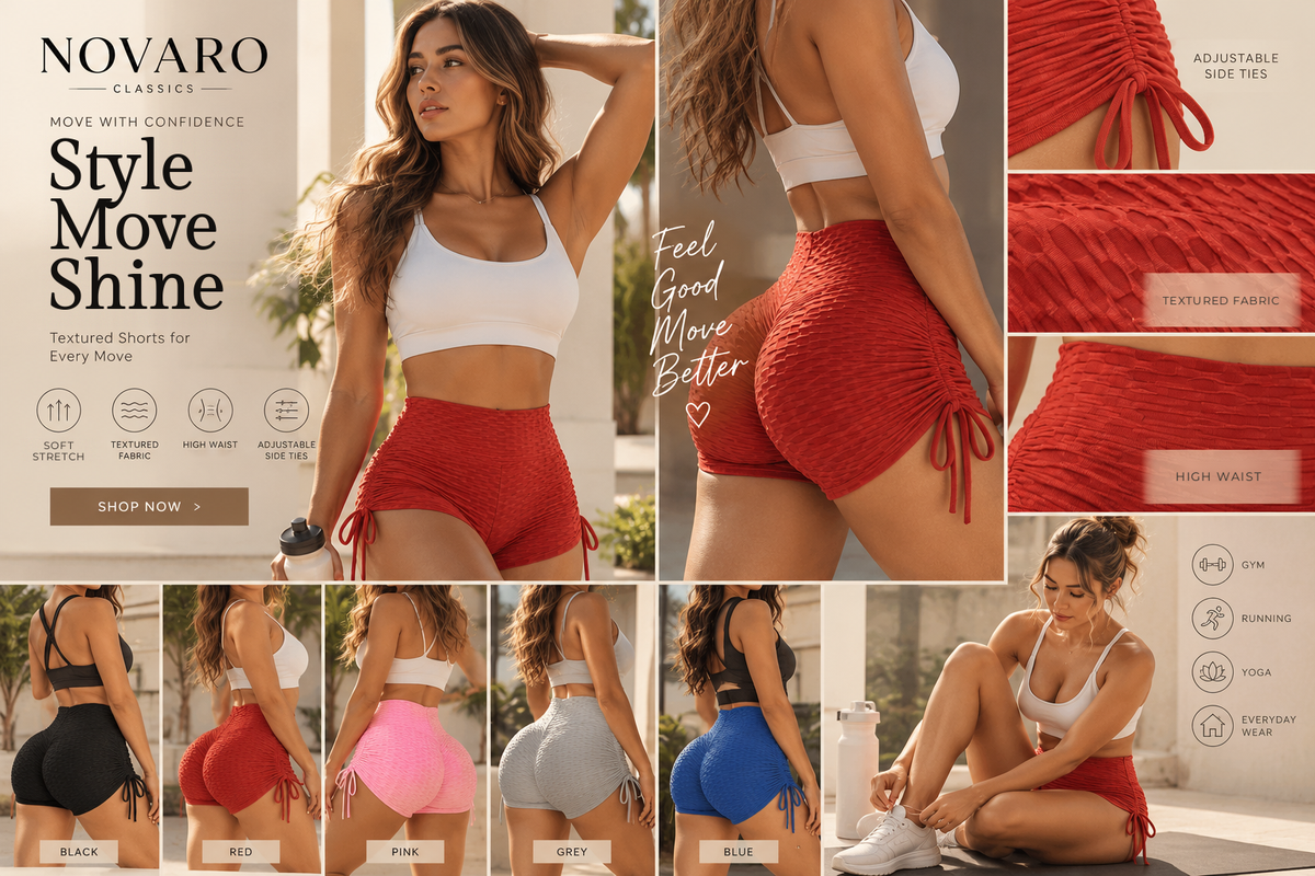 Textured Ruched High-Waist Workout Shorts